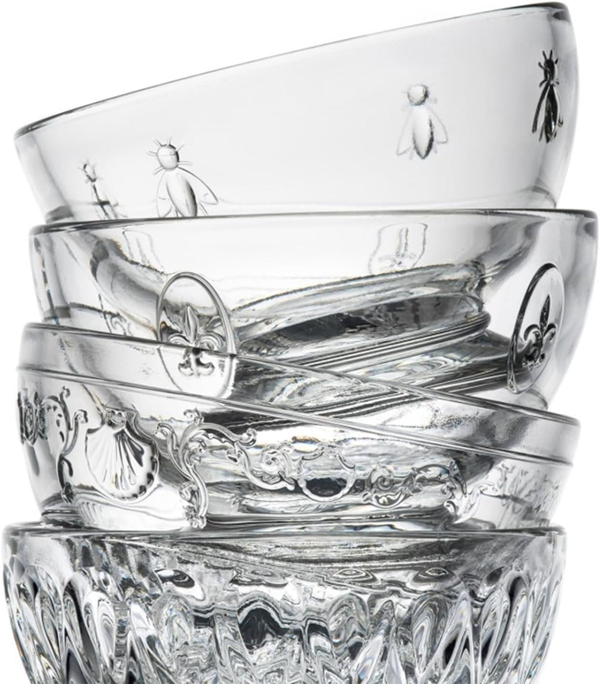 La Rochere Bee Small Bowls Set of 6, Nut, Dessert, Ice Cream Bowls – Dishwasher Safe Small Glass Bowls –Serving Bowls for Entertaining Everyday-Use