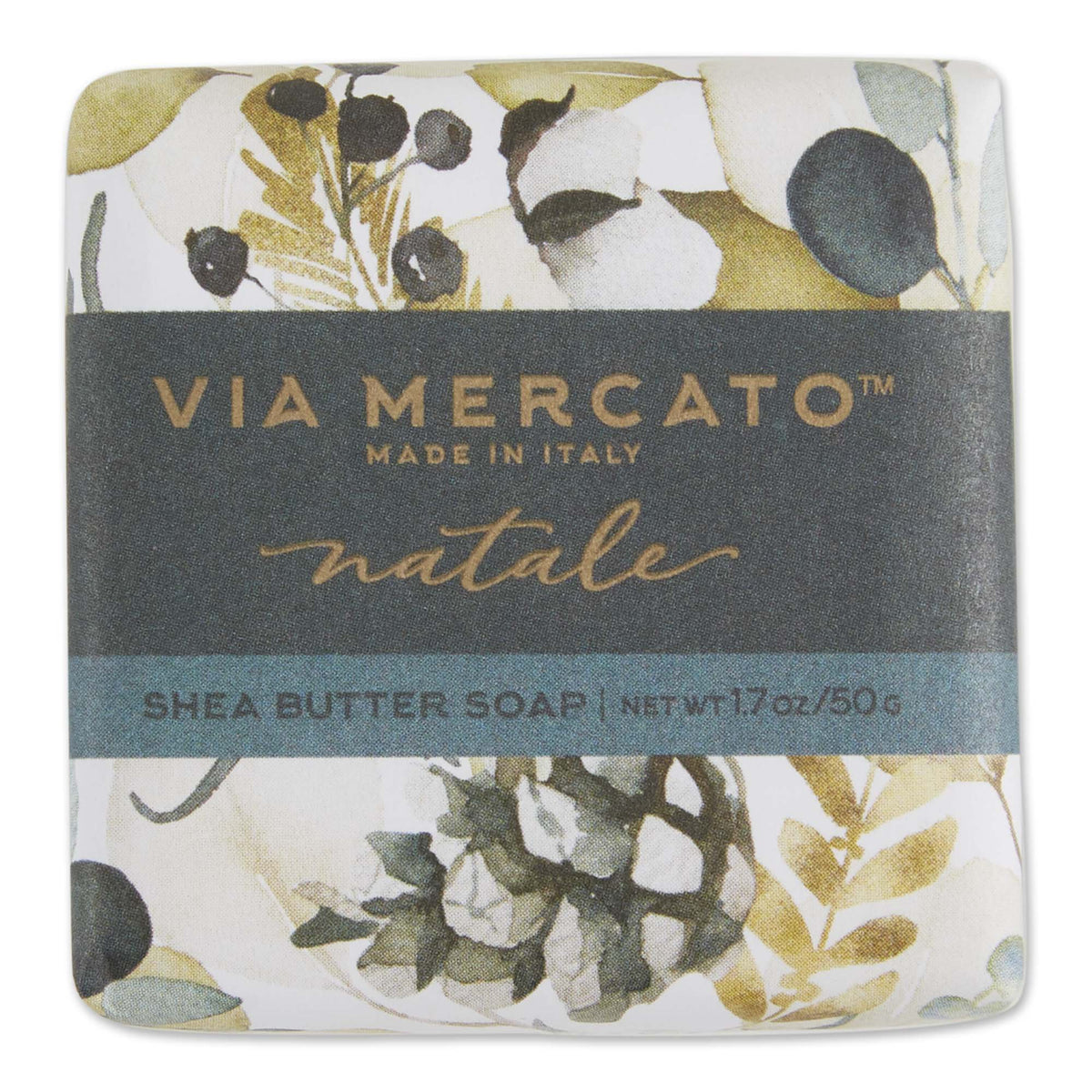 Via Mercato Natale Shea Butter Soap Gift Set of 3 | Gingerbread, Vanilla & Noble Fir