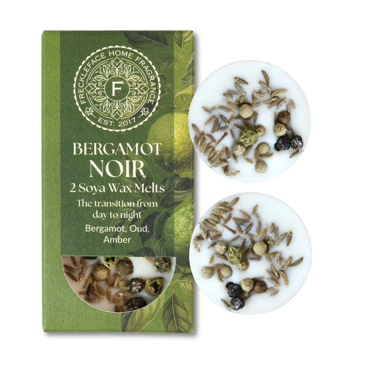 Freckleface Soy Wax Melts Bergamot Noir Vegan 3-Pack (6ct 120hr) UK Handmade