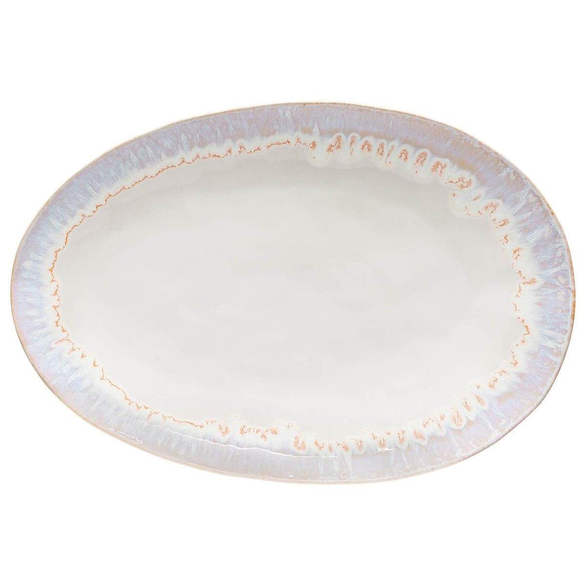 Costa Nova Ceramic Stoneware 16'' Oval Platter - Brisa Collection, Sal (White) | Microwave, Dishwasher, Oven & Freezer Safe Dinnerware | Food Safe Glazing | Restaurant Quality Serveware