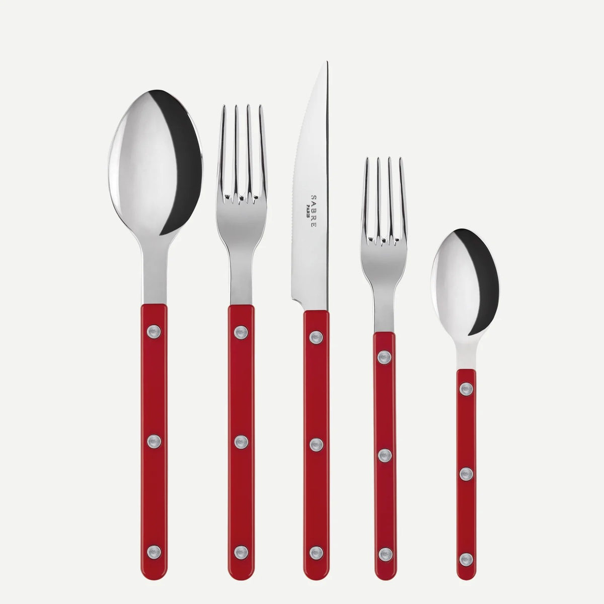 Bistrot Flatware Set 5 Piece Place Setting | Service for 4 (20 Pieces) | Shiny Red