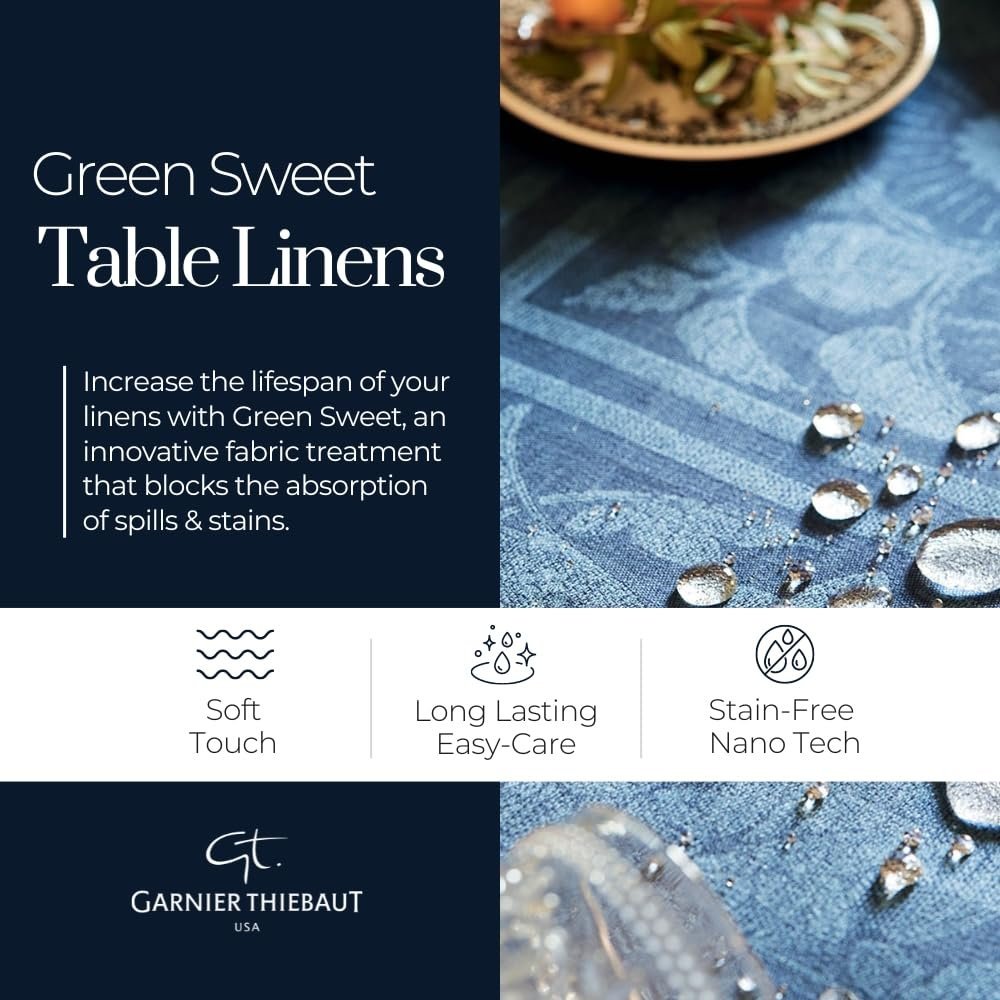 Garnier-Thiébaut Jardin de Pivoines Jacquard Stain-Resistant Tablecloth | Green