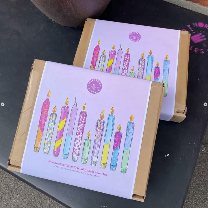 Colorful marble swirl taper candles in elegant gift box by Nordtrice