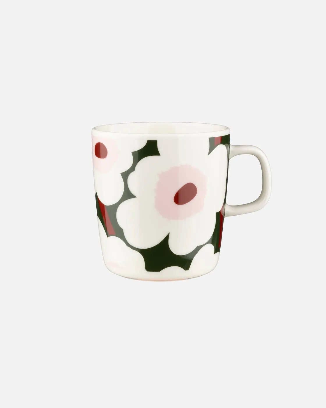 Unikko Oiva Stoneware Large Flower Mug | Green, Pink & White (13.5 fl oz)