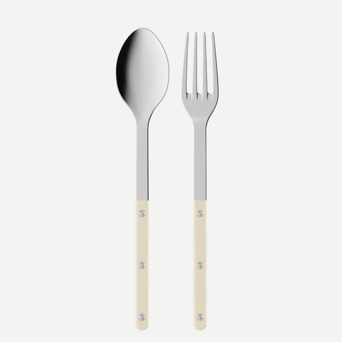 Sabre-Paris 2-Piece Serving Set - Bistrot Collection - Large Fork & Large Spoon - Stainless Steel & Nylon - Dishwasher Safe - Brilliant Finish