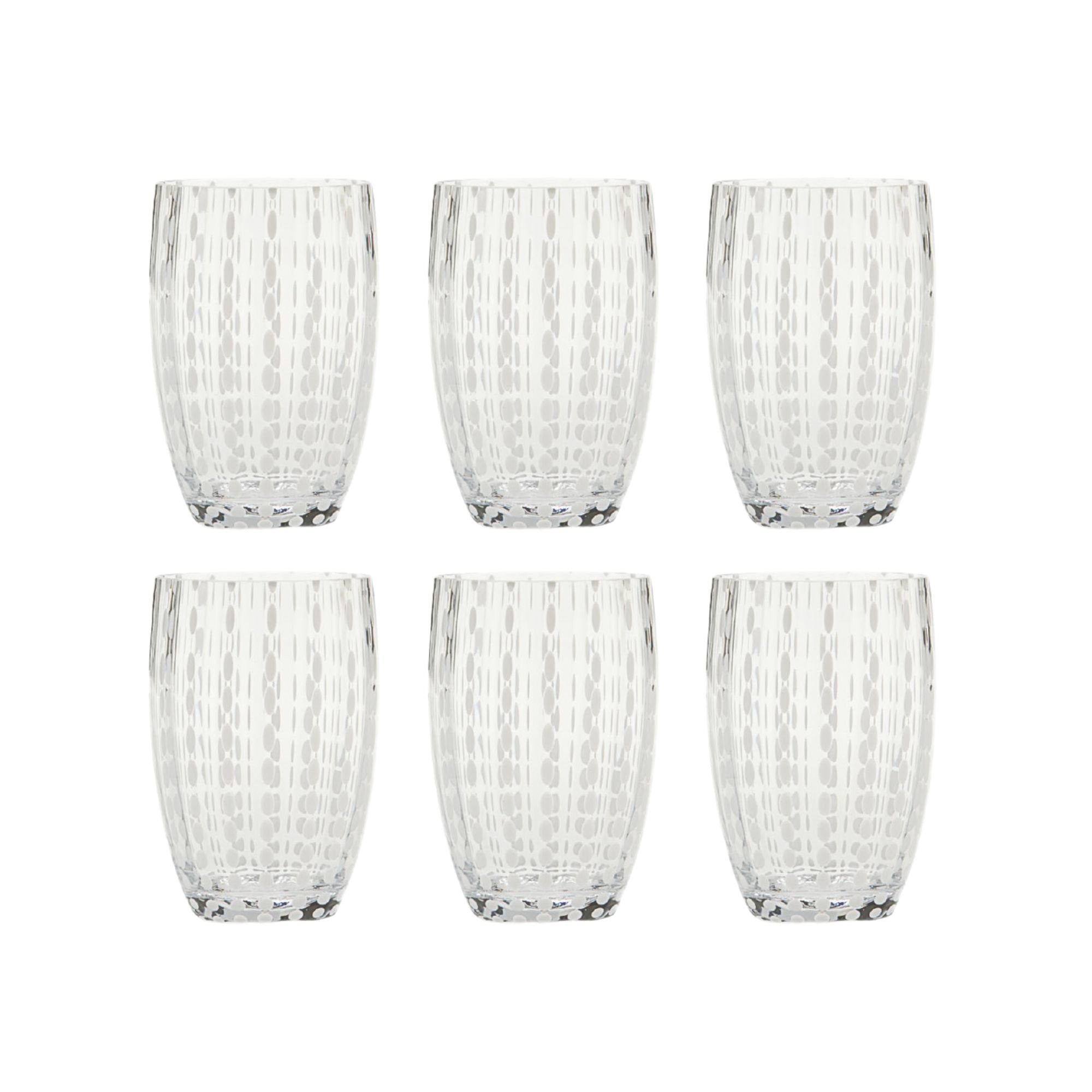 Italian Handblown Tumblers with Dotted Design – Perle Glassware Set of 6
