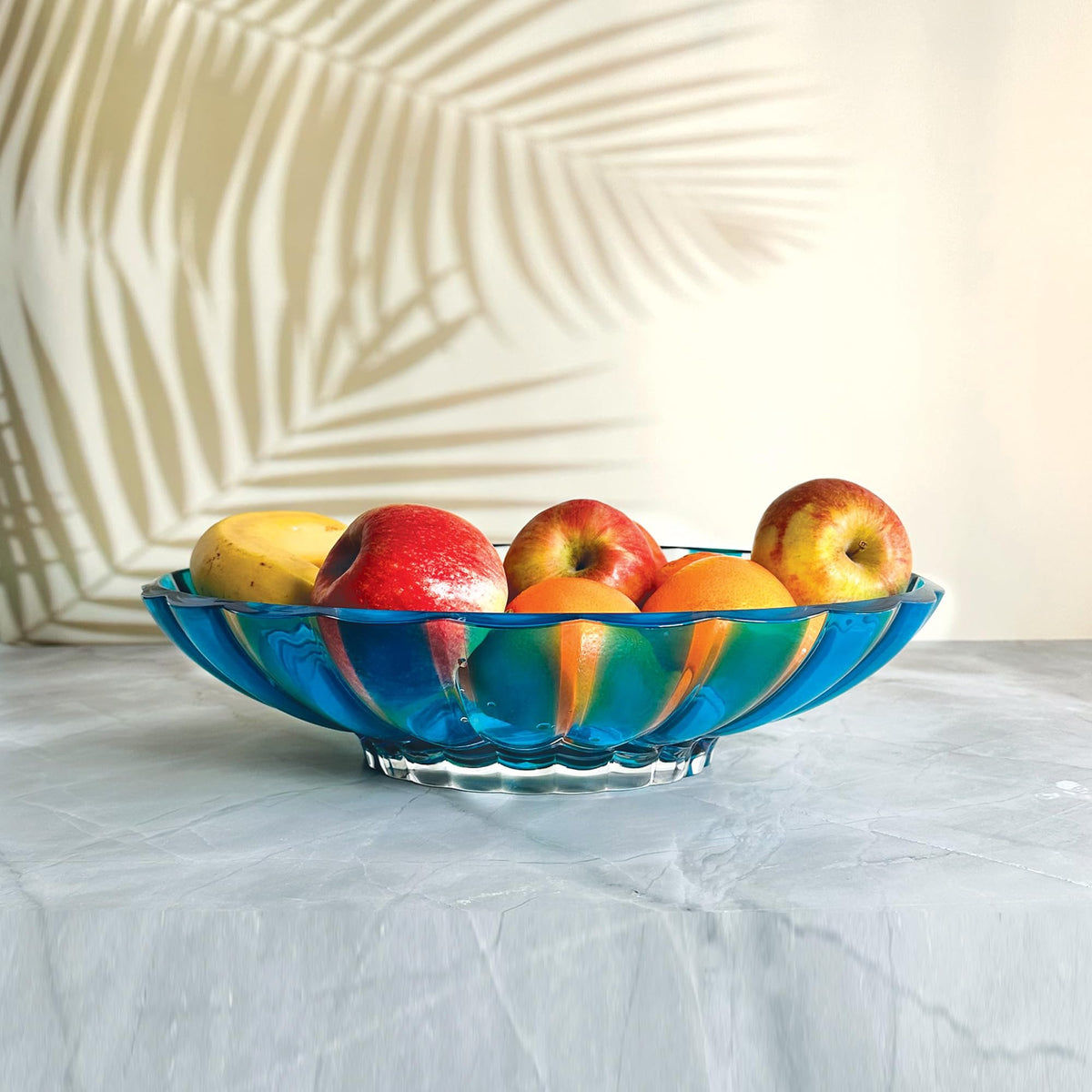 Guzzini Dolcevita Centerpiece Turquoise Fruit Bowl Turtleneck Oval (14.7"L)