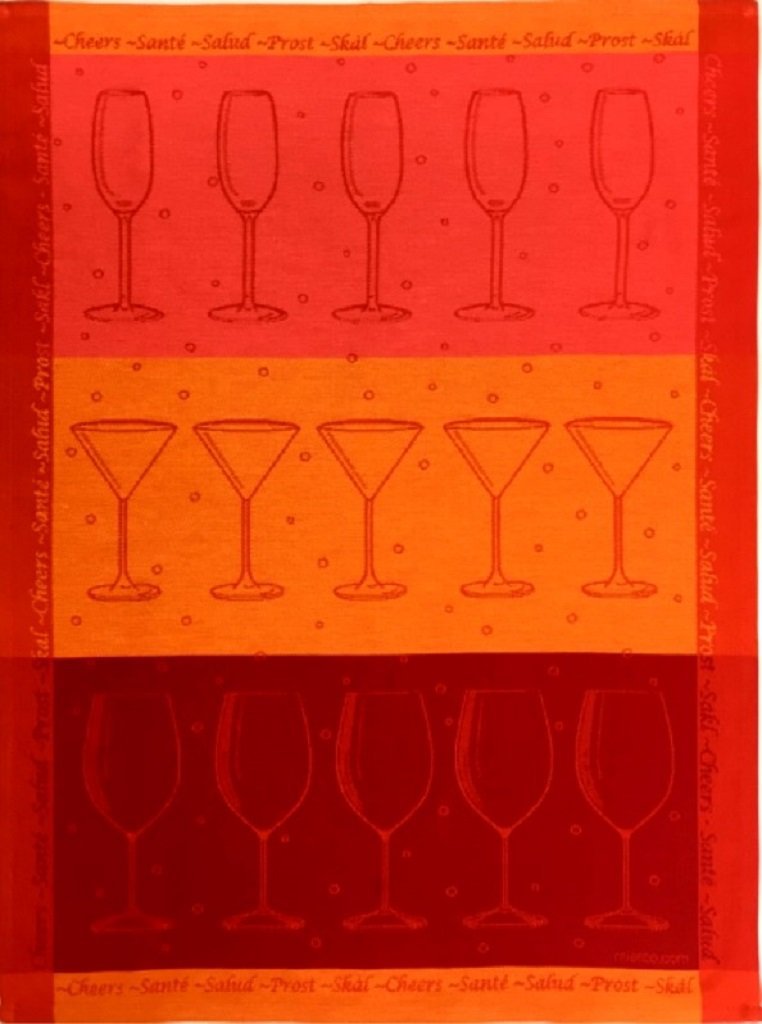 Kitchen Tea Towel Fine European Linens "Cheers & Drinks" (20x28")