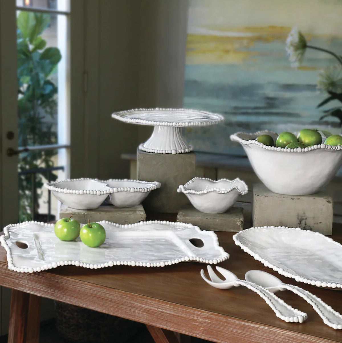 VIDA Alegria Large Salad Servers in White Melamine