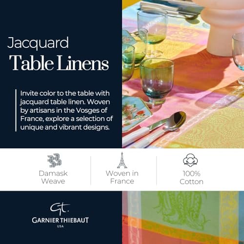 Garnier Thiebaut 59"x87" Rectangle Mille Vergers Mordore French Tablecloth, Coated Cotton