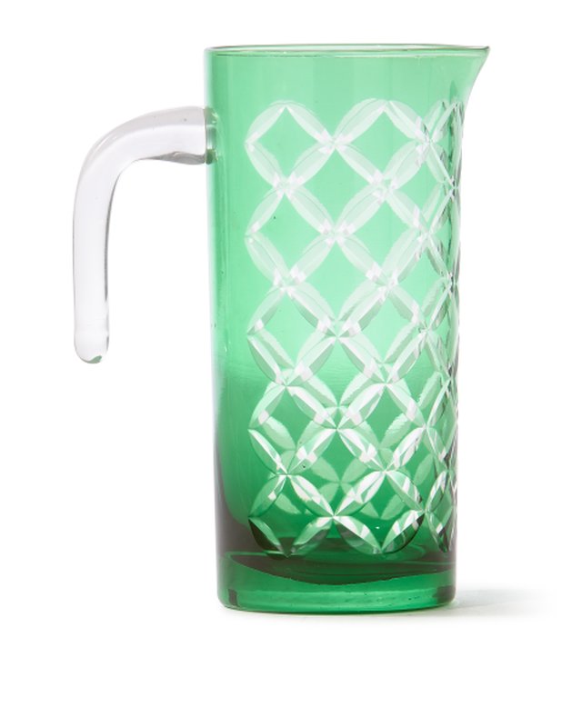PolsPotten Cuttings Glass Pitcher for Cold Beverages | Green Glass