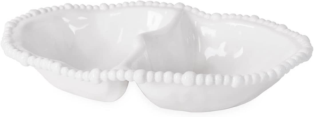 VIDA Alegria White Double Dip Appetizer Melamine Platter