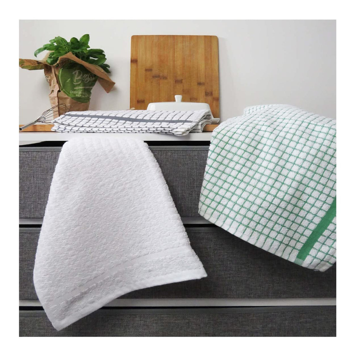 Samuel Lamont Poli-Dri Cotton Kitchen Tea Towel | Set of 6 | White