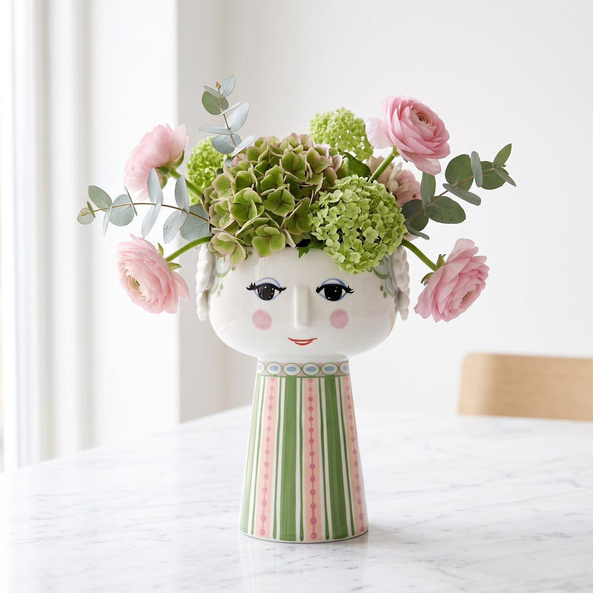 Bjorn Wiinblad Eva Vase Green Scandinavian Home Decor Whimsical Ceramic Art