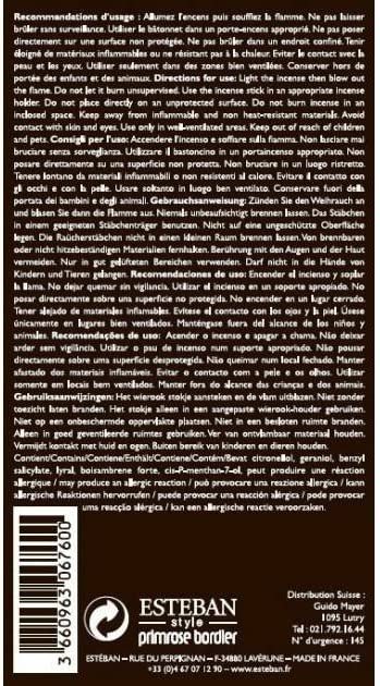 Esteban Bamboo Neroli Sticks | 20 Incense Sticks Natural Traditionally Made Vegetal Binder Colorant Free | NEROLI