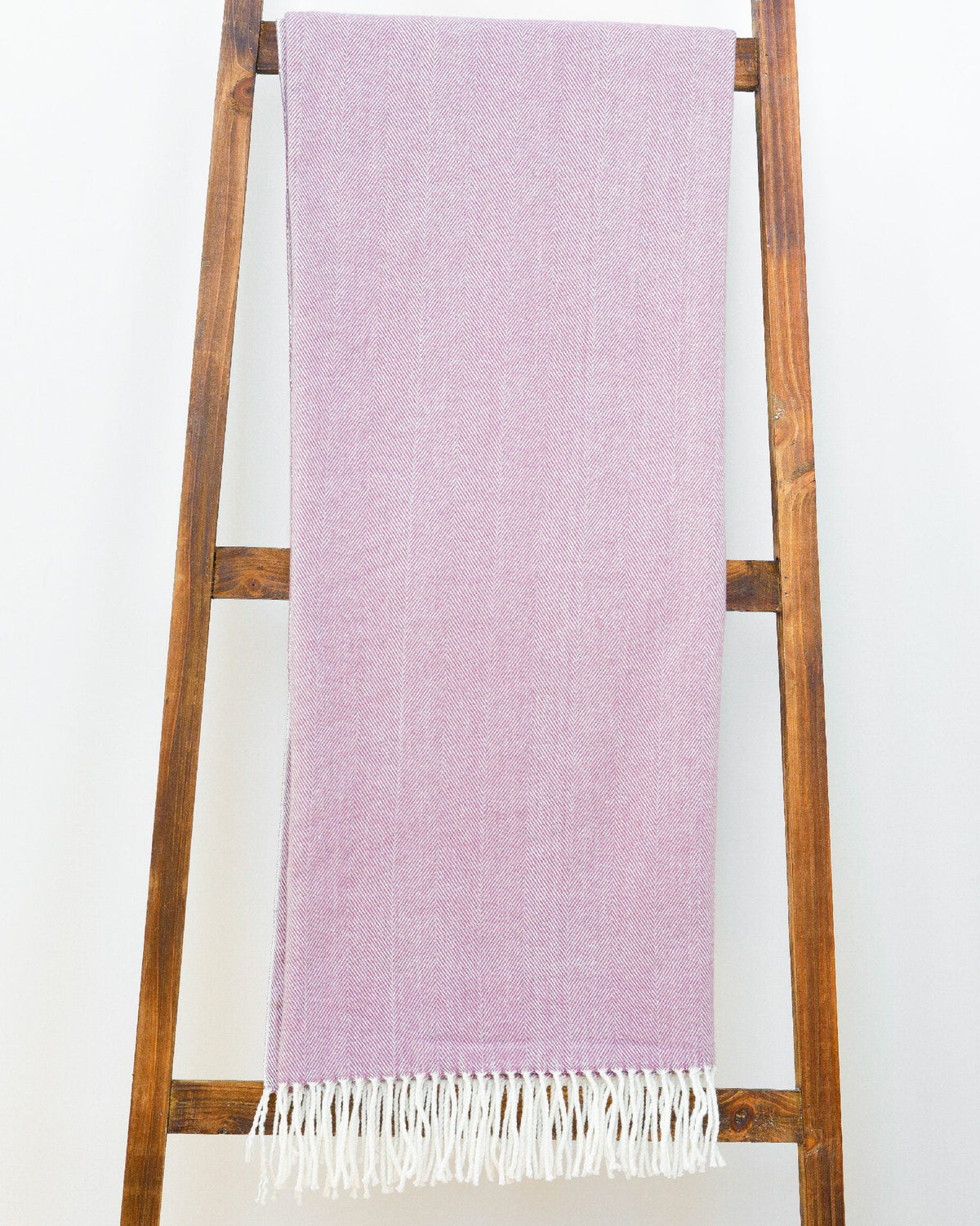 Alashan Cashmere Herringbone Throw Blanket, 50 x 70 Inch Cotton Blend Smokey Plum