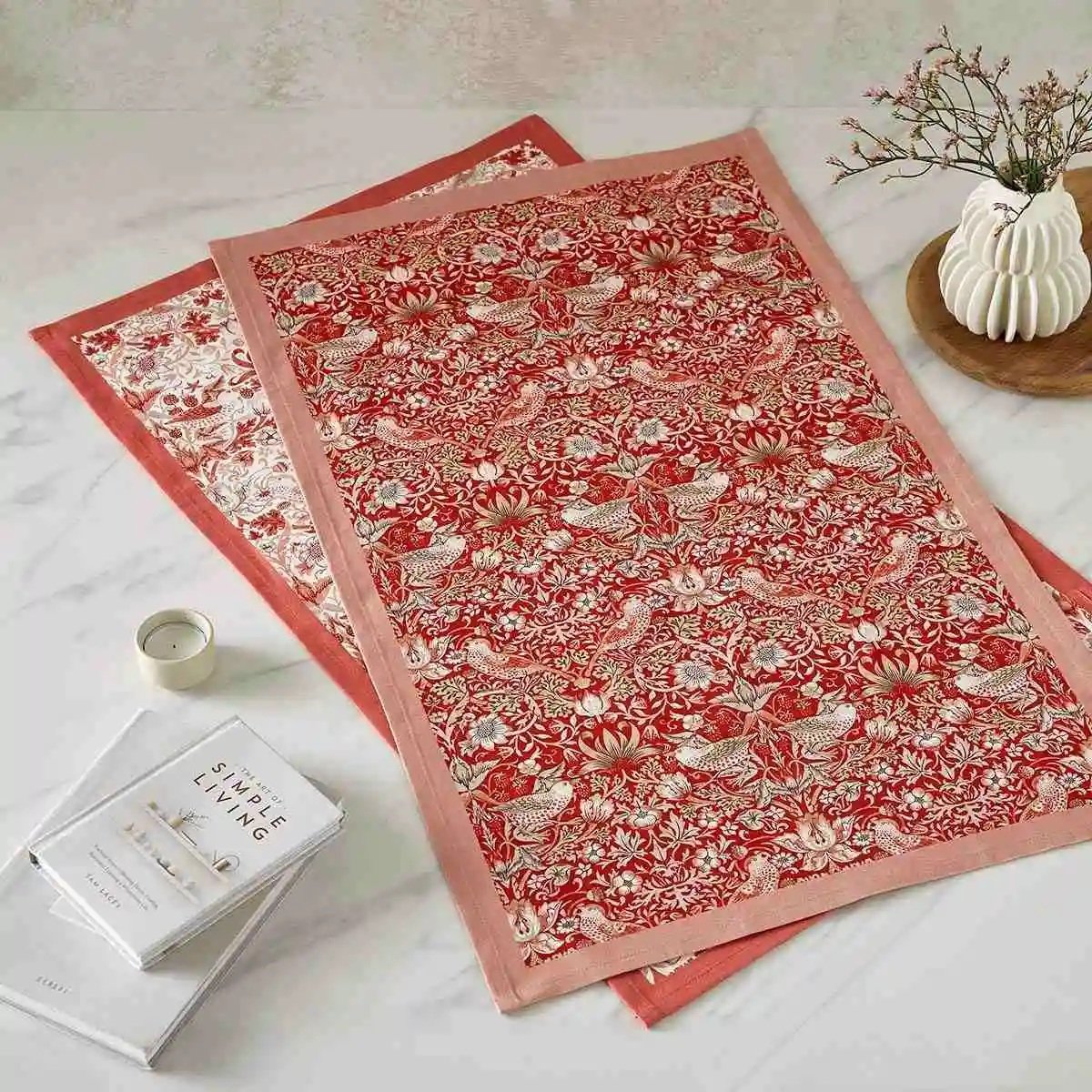 Morris & Co x Spode Strawberry-Thief Set of 2 Tea Towels Cotton (18" x 29")