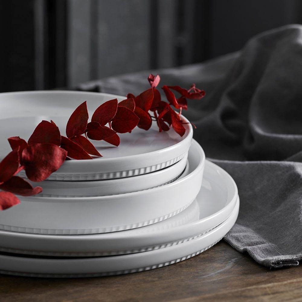 Pillivuyt France Toulouse, Deep White Porcelain Serving Plate, 8.5 Inches