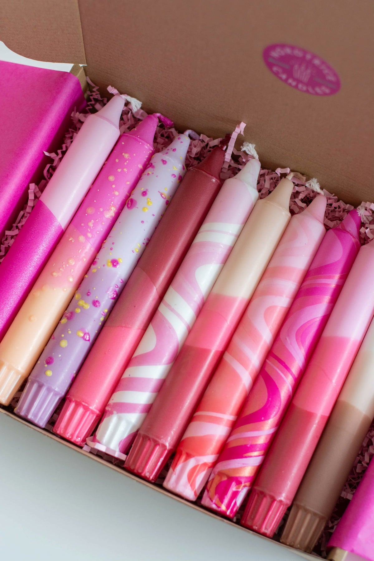 Nordtrice Pink Taper Candles – 10 Pack Gift Set | Handmade Natural Wax