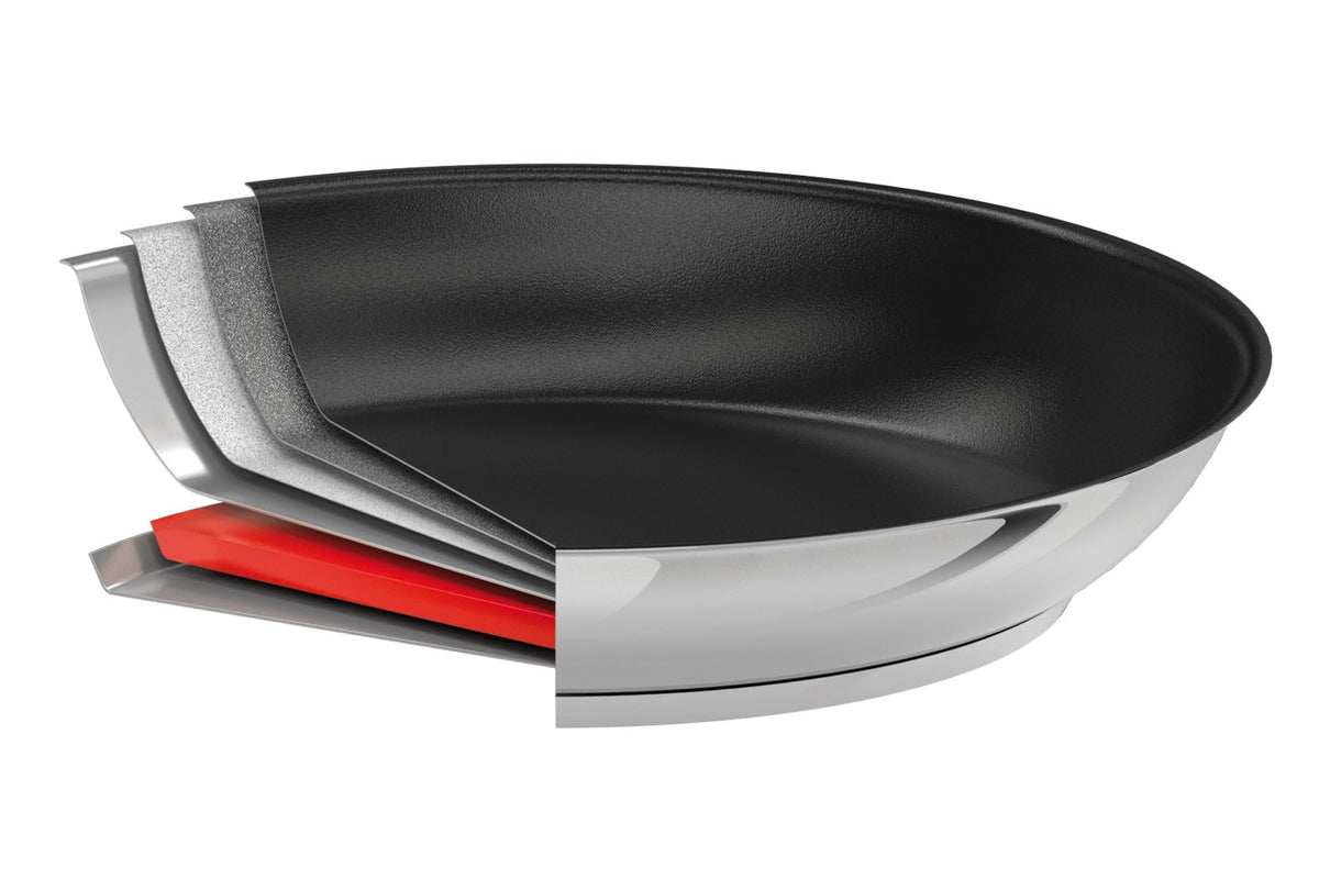 Cristel 1826 Collection 2-Piece Non-stick Frying Pan Set, Made in France, 18/10 Stainless Steel, 3-Ply Construction, Double Riveted Fixed Handle, Oven and Dishwasher Safe