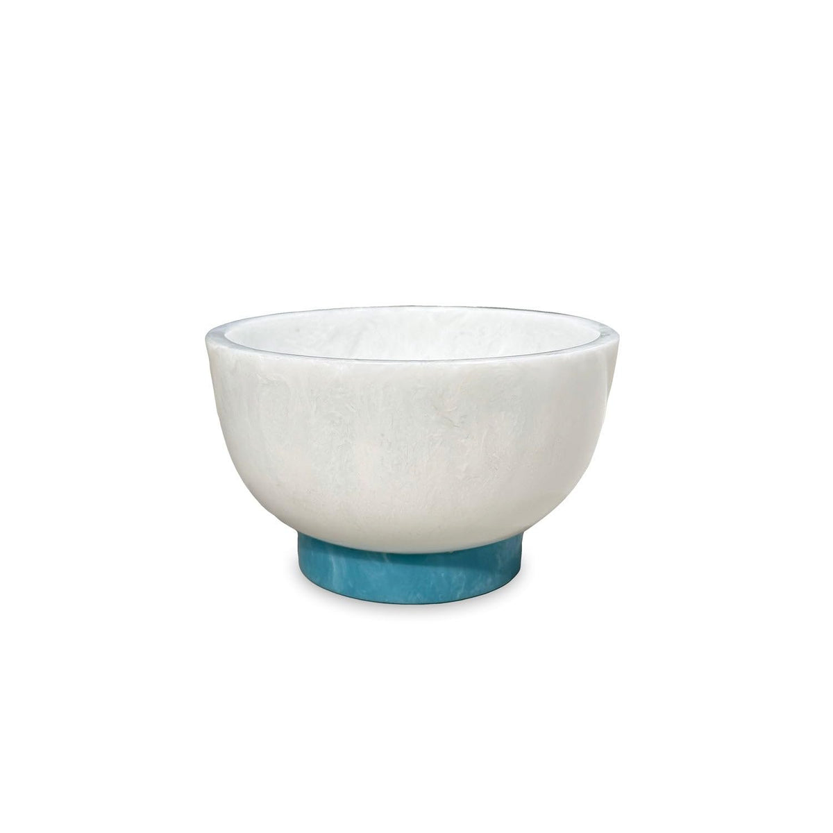 Beatriz Ball Resin Bowl w/ Base in White and Turquoise,  Rio Collection