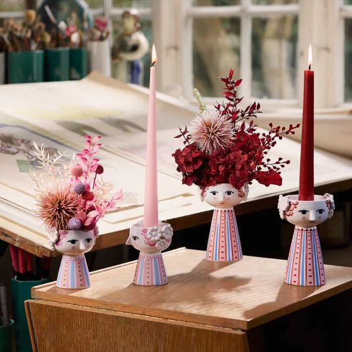 Eva Series Porcelain Candle Holder Pink Blue Decor