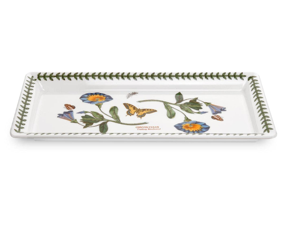 Portmeirion Botanic Garden 11.75" x 5.25" Sandwich Tray | Convolvulus Motif | Fine Porcelain | Chip Resistant Glaze | Dishwasher, Microwave, Freezer, Oven Safe