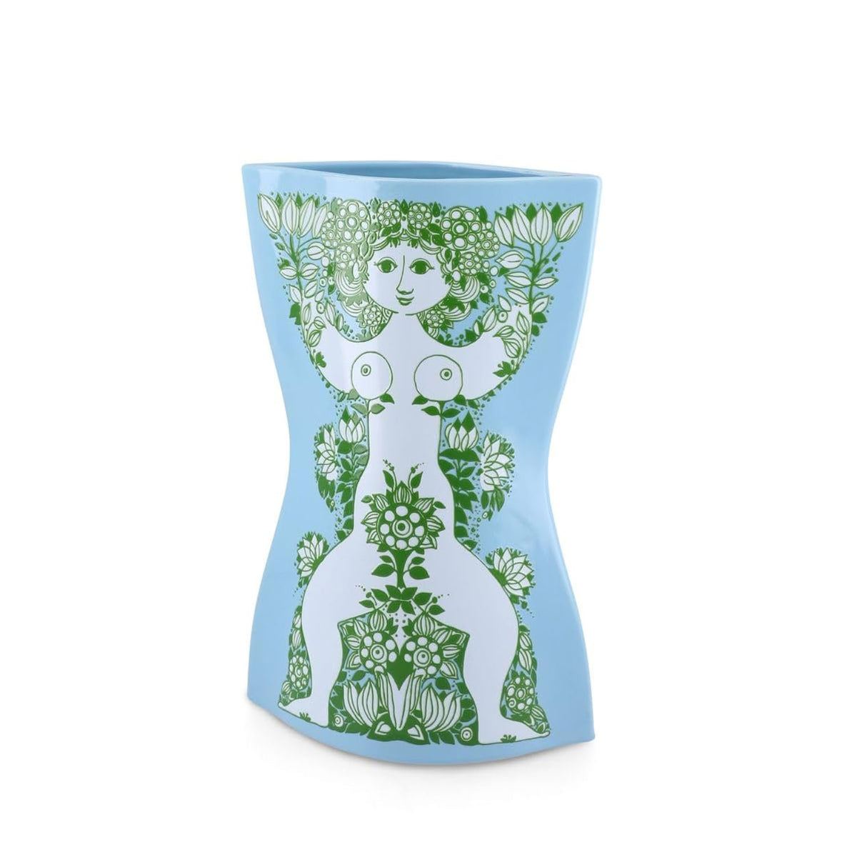Bjorn Wiinblad Nina Vase, Light Blue and Green, 11.2" H