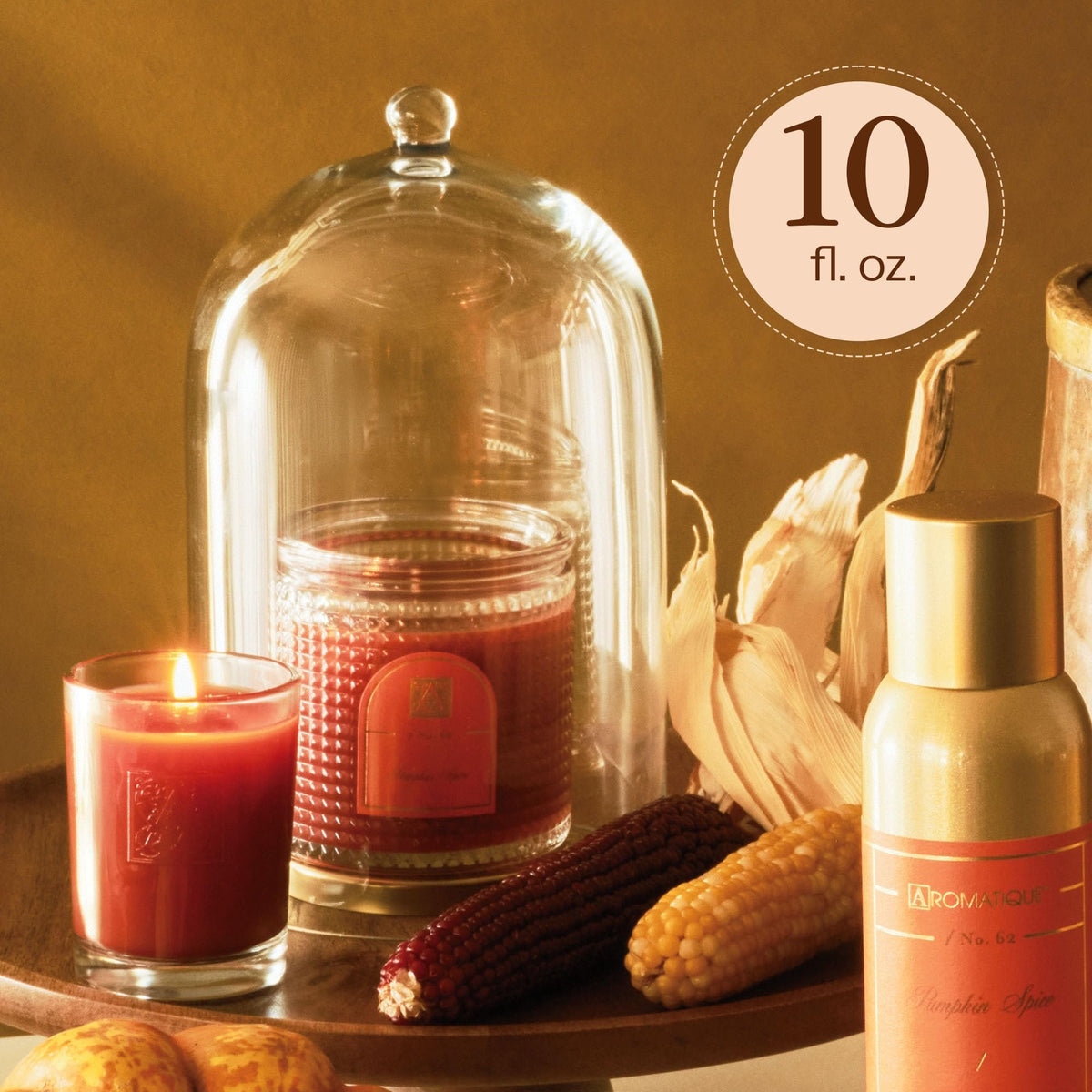 Aromatique Pumpkin Spice Textured Glass Candle with Lid – Fall Scented Candle with Spiced Pumpkin, Vanilla & Maple – Hand Poured, Long Burn – Cruelty-Free, USA Made – 6 oz