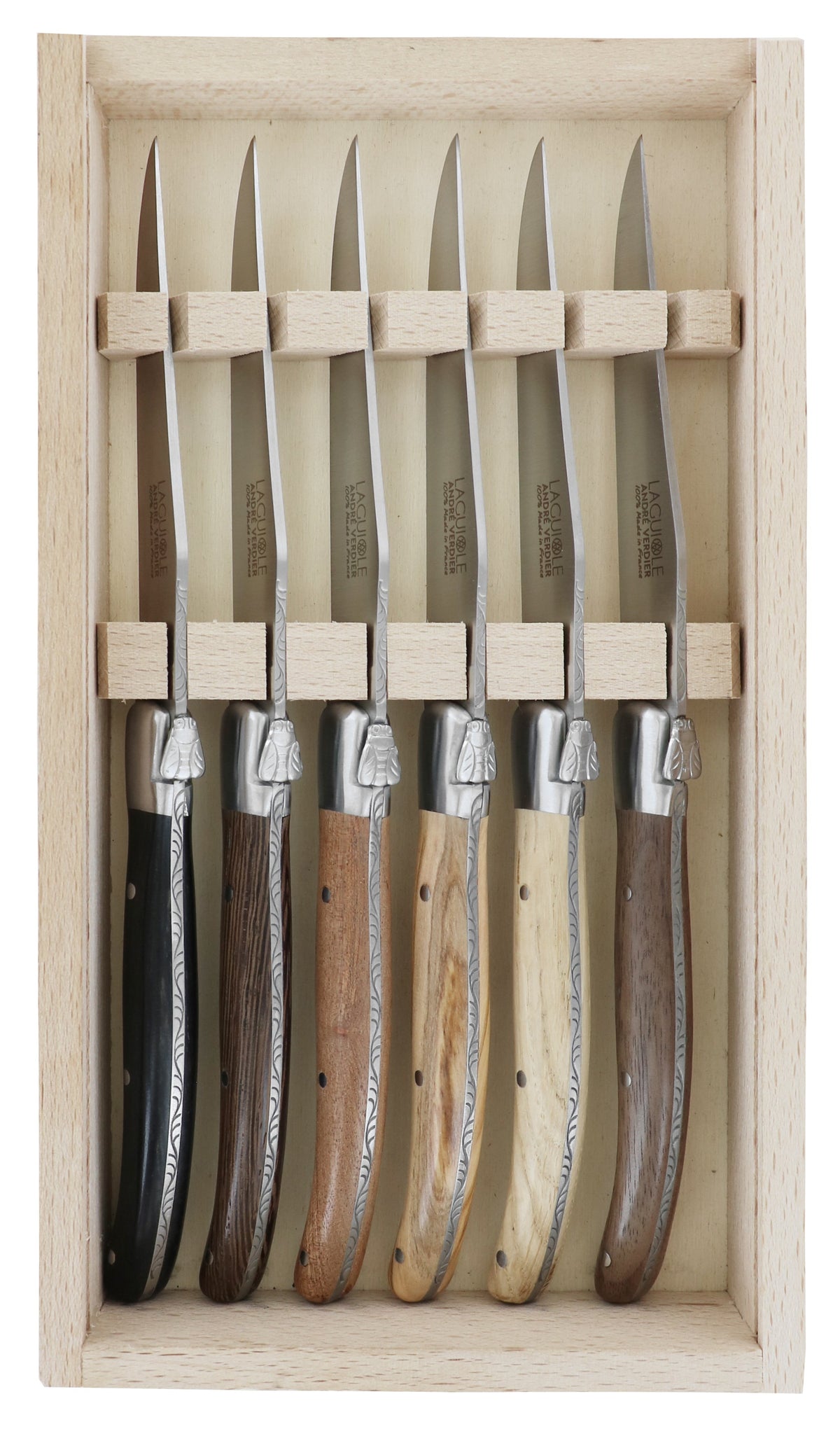 Andre Verdier Laguiole 'Essentiel' 6 Steak Knives | Assorted Wood Handles