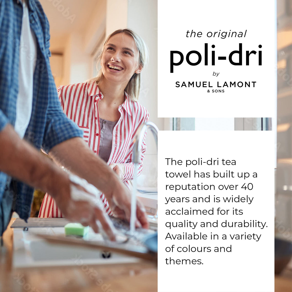 Poli-Dri Kitchen Towel Lavender Sprig  Pack-2 White/Lavender by Samuel Lamont