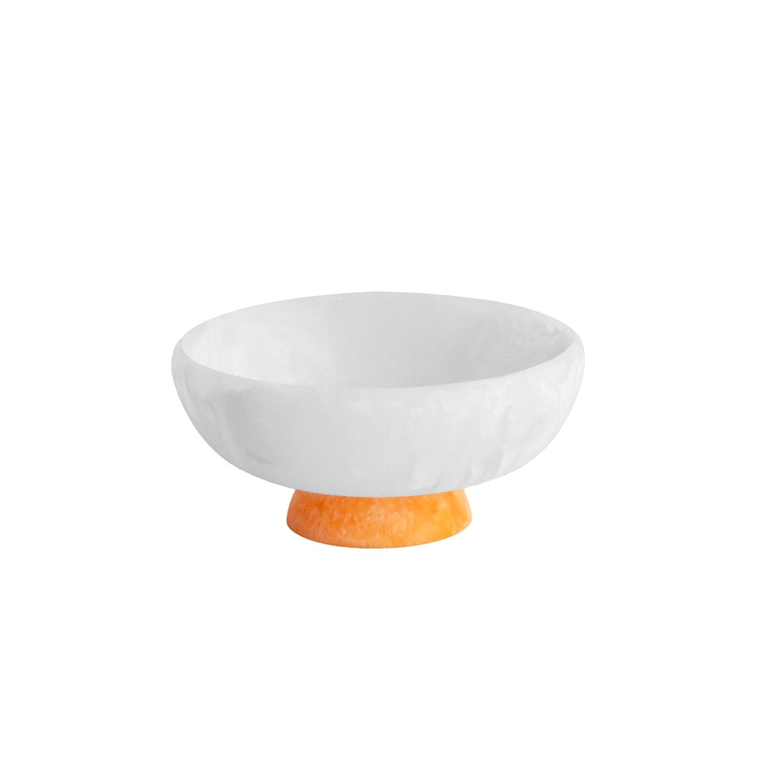 Beatriz Ball RESIN Sorbet medium bowl with base coconut tangerine 8.5" on white background