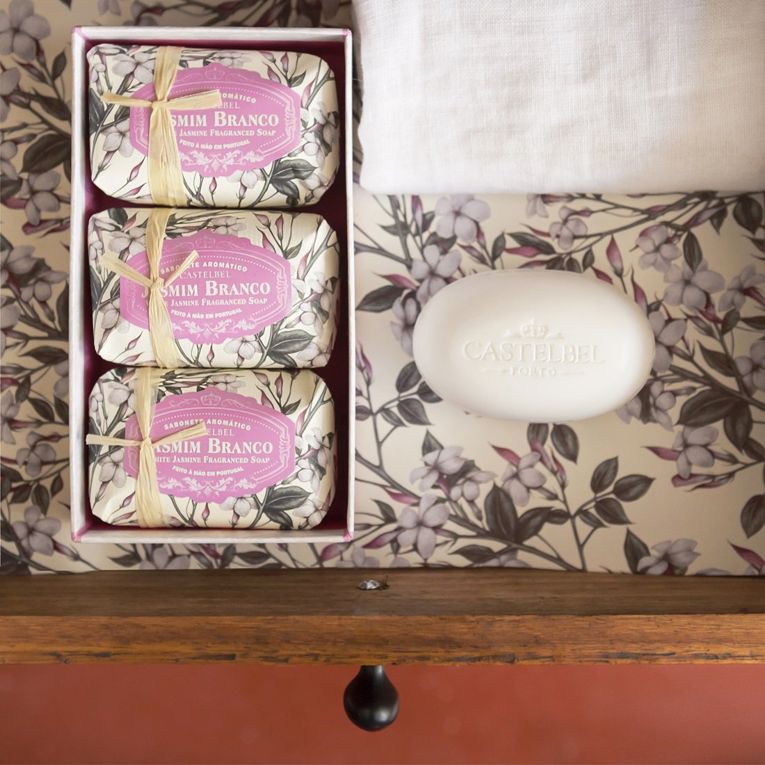 Castelbel Hand-Wrapped White Jasmine Soap Set 3 x 150g