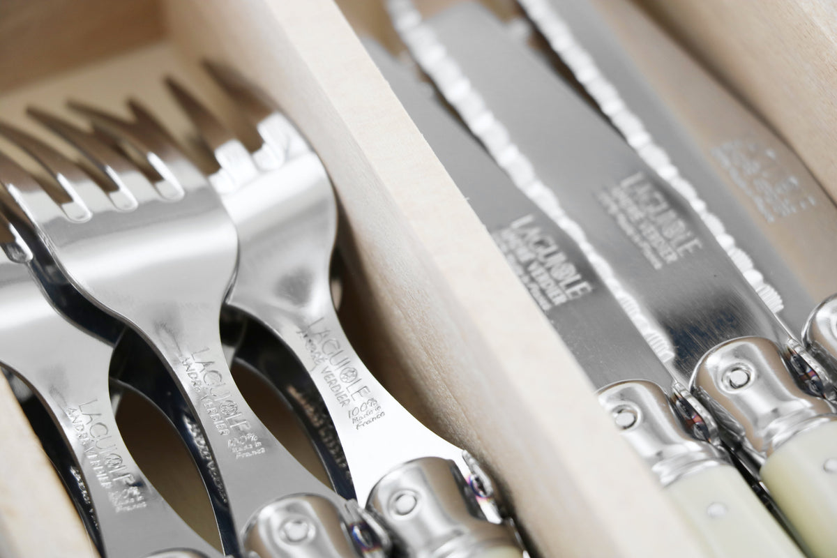 Andre Verdier Laguiole Debutant 20pc Flatware Set | Ivory Handle | France