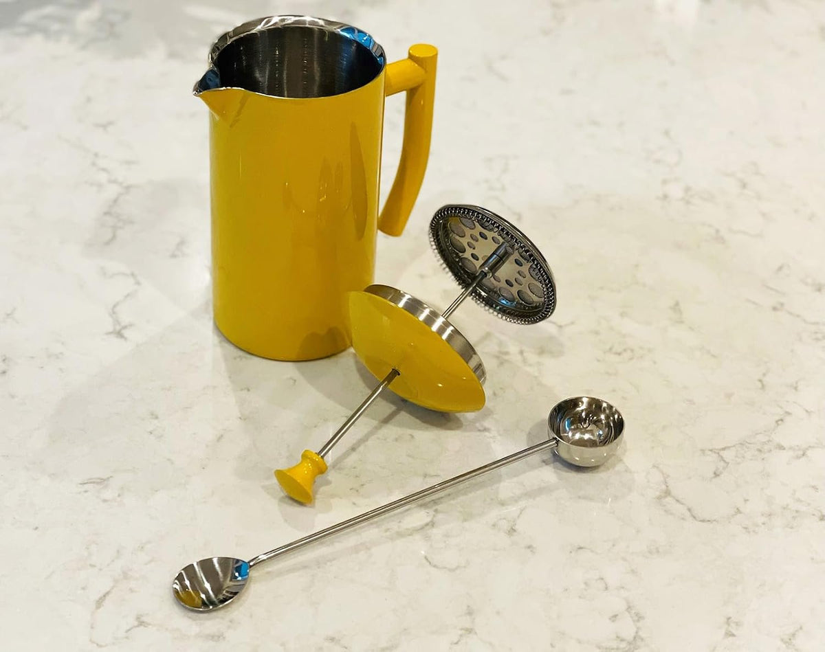 Frieling Stainless Steel French Press Sandstone Showing Plunger and Filter