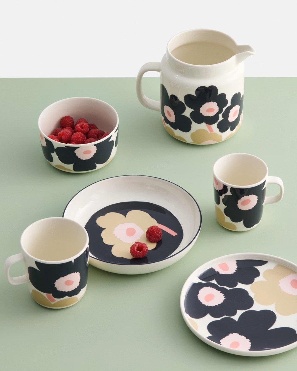 MARIMEKKO Oiva/Unikko Mug,  2.5 dl (8.8oz) Multicolor Flower Design Stoneware Coffee Cup