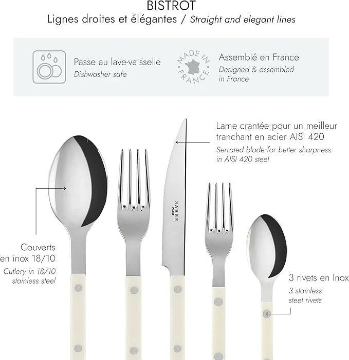 Sabre Paris Bistrot Shiny 5-Piece Place Setting | Ivory