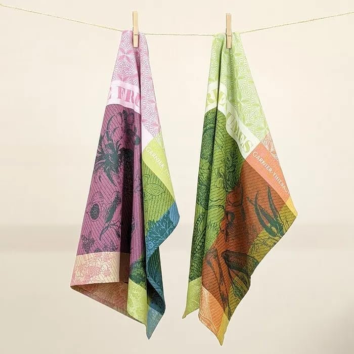 Garnier-Thiébaut Salade de Fruits Fuchsia Jacquard Kitchen Towel | 22" x 30"