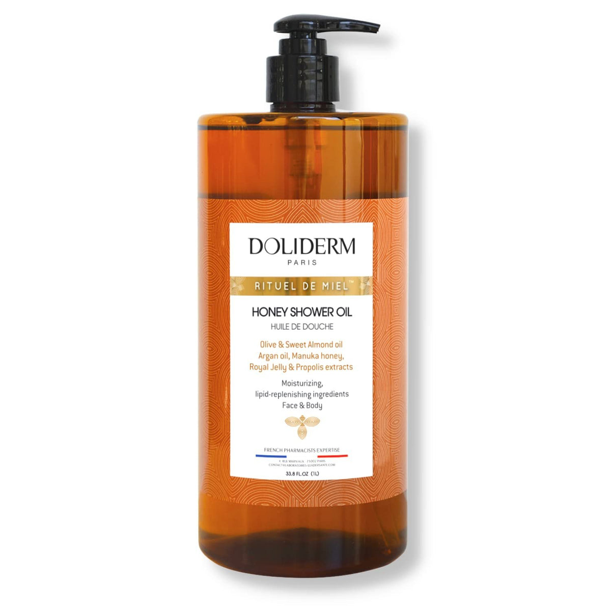 Doliderm Paris - Rituel de Miel - Honey Creamy Shower Gel, 33.8 Fl Oz Nourishing & Gentle Honey Soap for Radiant Skin