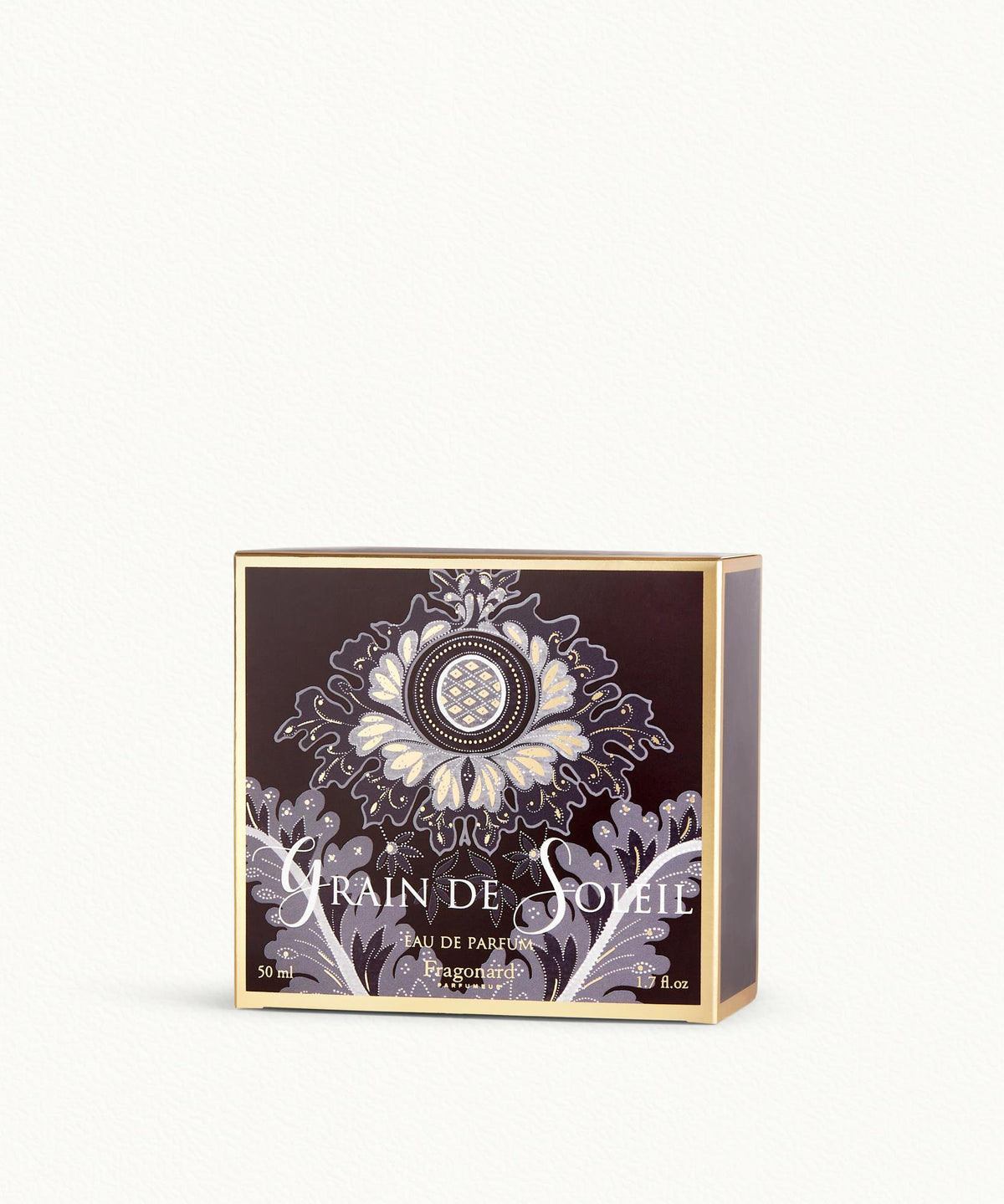 Fragonard Grain de Soleil 50ml Eau de Parfum flat lay jasmine rose vanilla incense