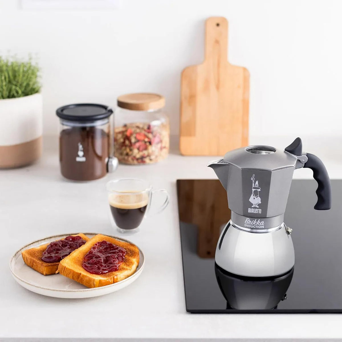 Bialetti Smart Coffee Jar Glass Airtight Canister | 8.8 oz | with Spoon