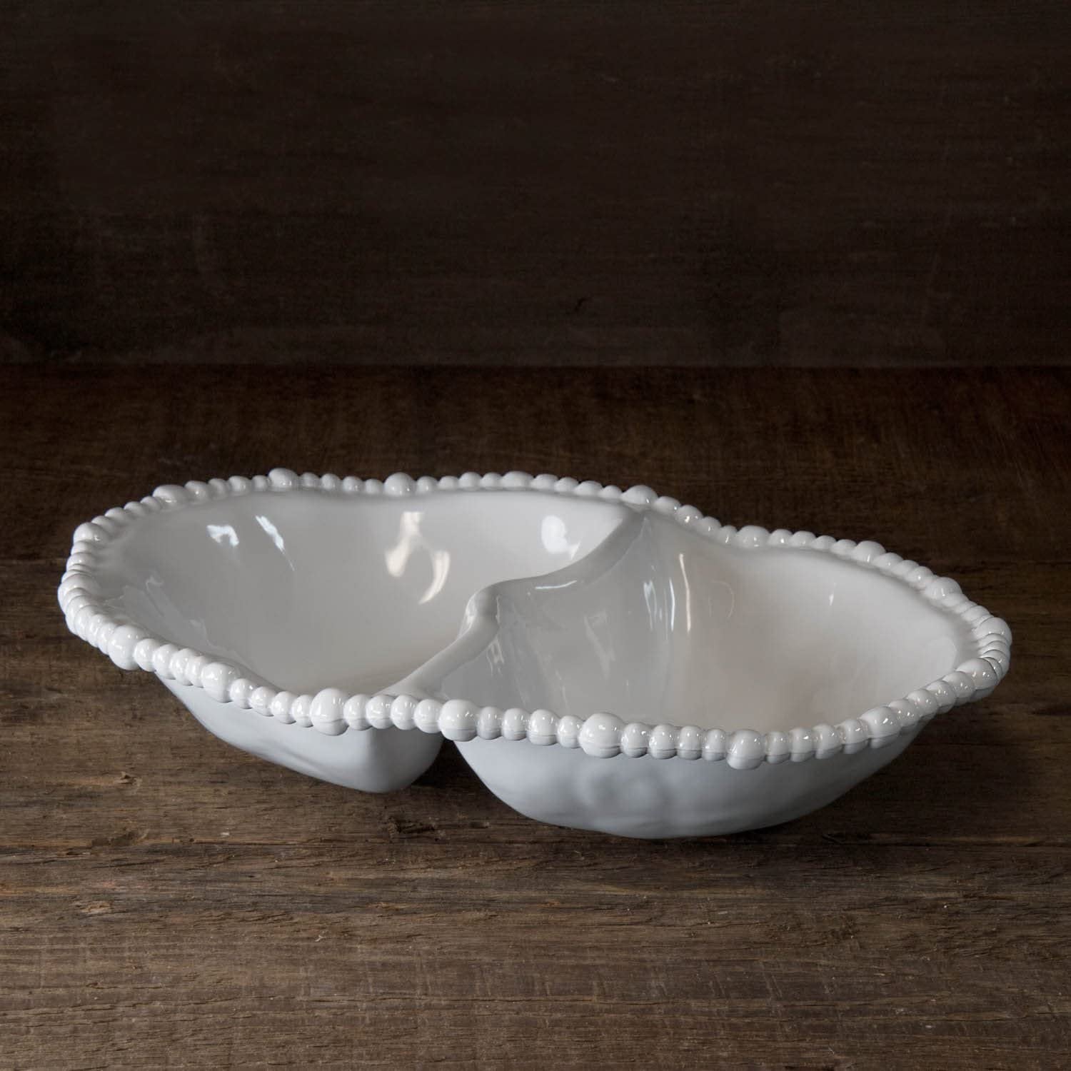 VIDA Alegria Double Dip Platter in White Melamine