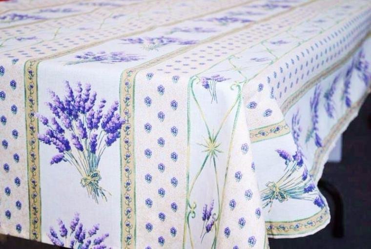 Le Cluny Lavender Cream Coated Provencal Tablecloth | Easy-Care Cotton | Multi-Size