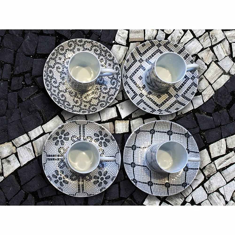 Calcada Portuguesa Coffee Cup and Saucer | Set of 4