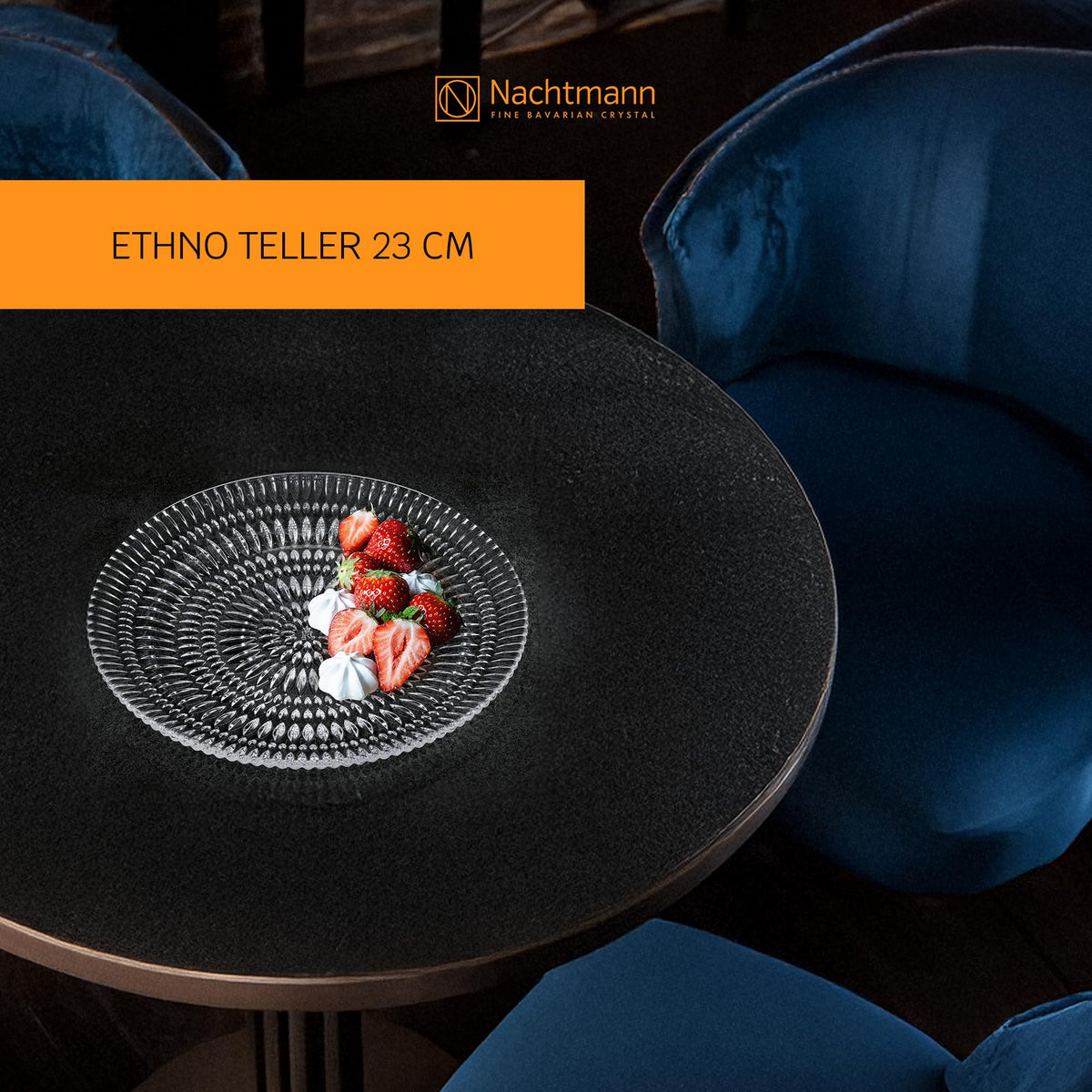 Nachtmann Ethnos Plate 12.59"D Set-2 Crystal Glass Dinner Plates Dinnerware