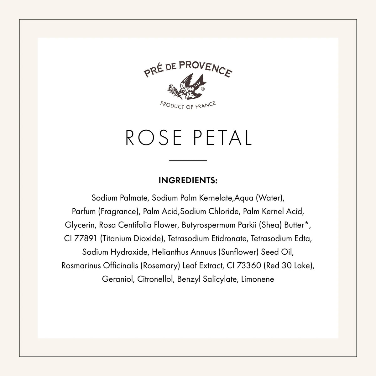 Pre de Provence Rose Petal Soap Bar Quad-Milled Shea Butter