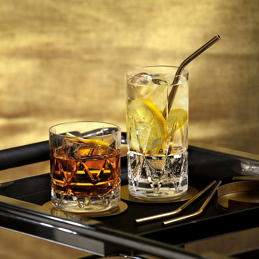 Orrefors Peak Highball Crystal Glasses | 12.5oz | Set of 4