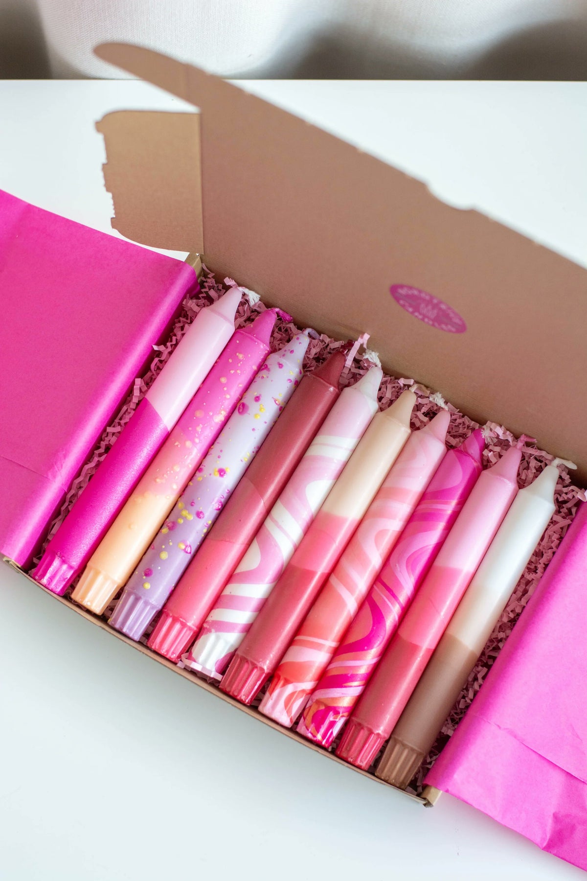 Nordtrice Pink Taper Candles – 10 Pack Gift Set | Handmade Natural Wax