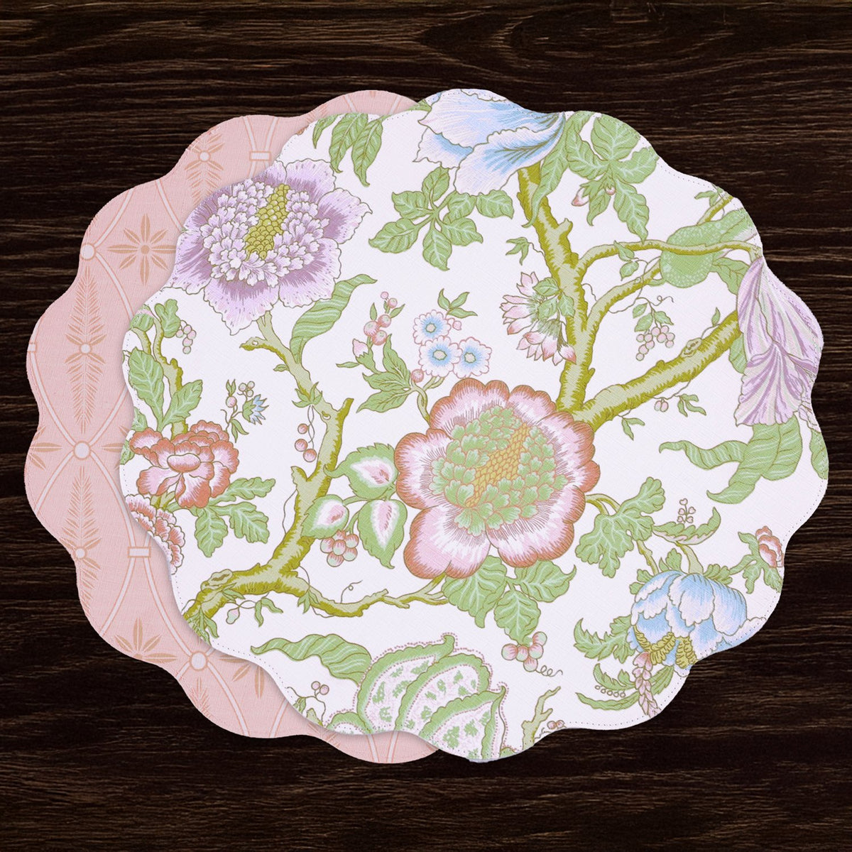 Beatriz Ball Placemats VIDA Blooms & Branches 4-Set Reversible Round
