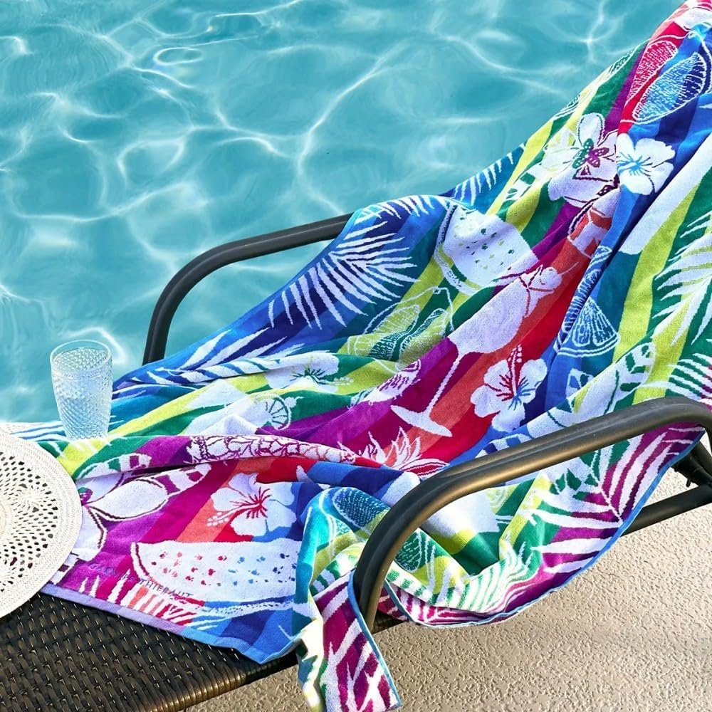 Garnier-Thiebaut Tropic Neon Beach Towel 39"X71", 100Cmx180Cm, 100% Cotton